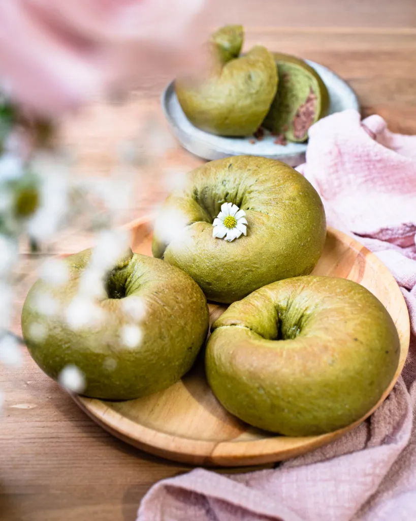 vegan bagels matcha