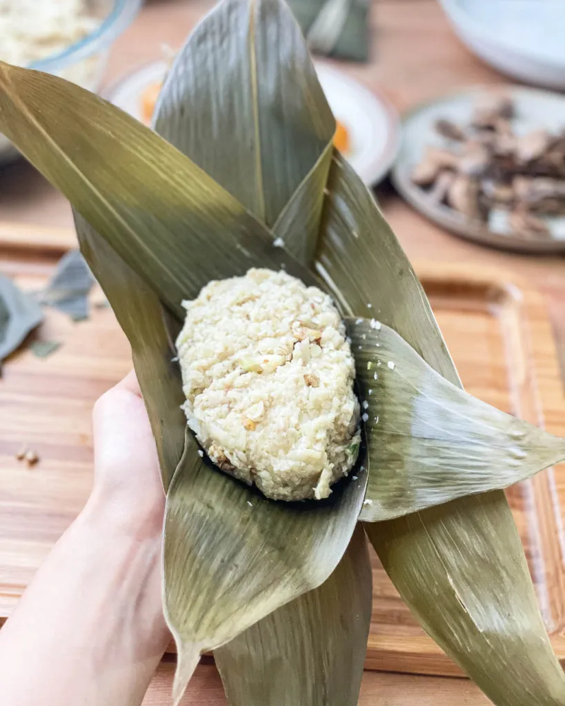 keto rice dumpling wrapping