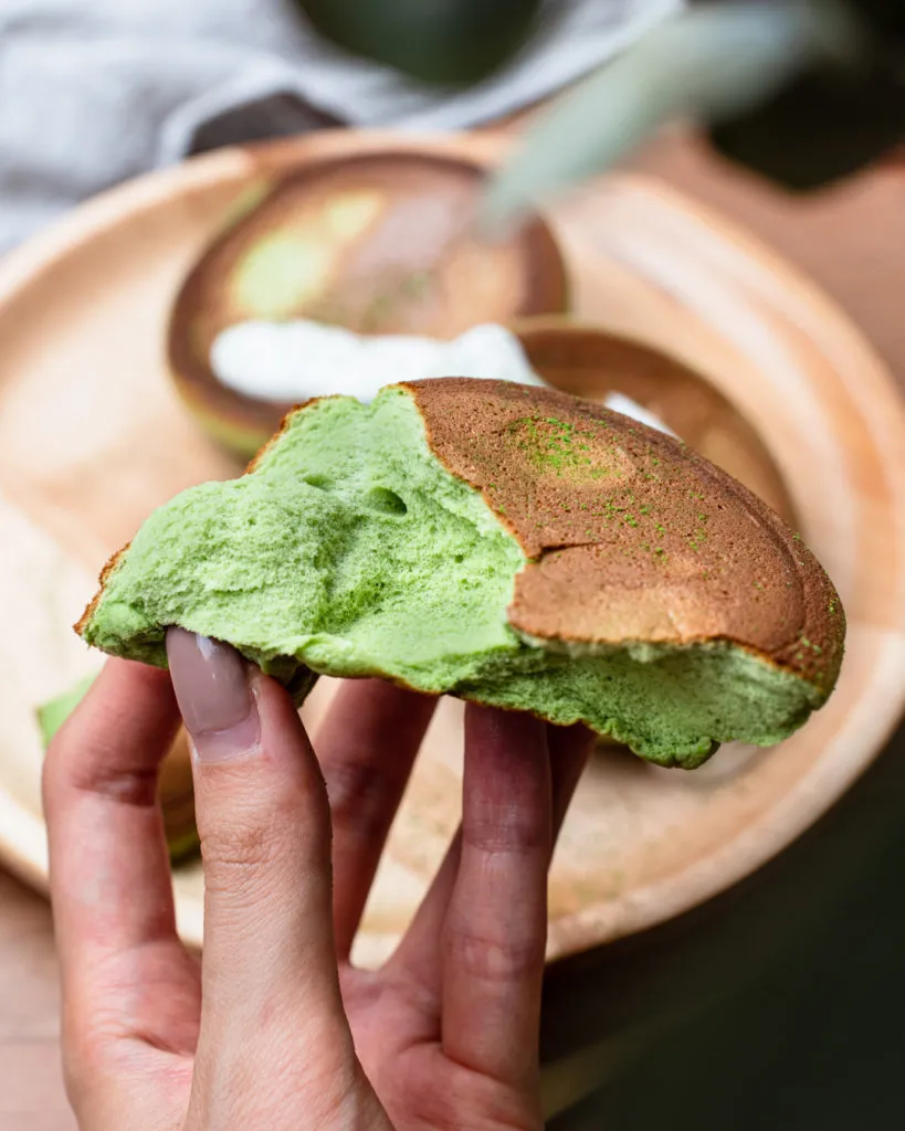 Keto souffle pancakes closeup